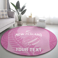 Custom New Zealand Silver Fern Rugby 2025 Round Carpet All Black Aotearoa Maori Pink LT14 - Polynesian Pride
