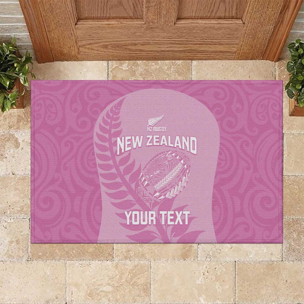 Custom New Zealand Silver Fern Rugby 2025 Rubber Doormat All Black Aotearoa Maori Pink LT14 Pink - Polynesian Pride