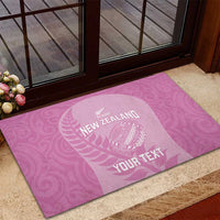 Custom New Zealand Silver Fern Rugby 2025 Rubber Doormat All Black Aotearoa Maori Pink LT14 - Polynesian Pride