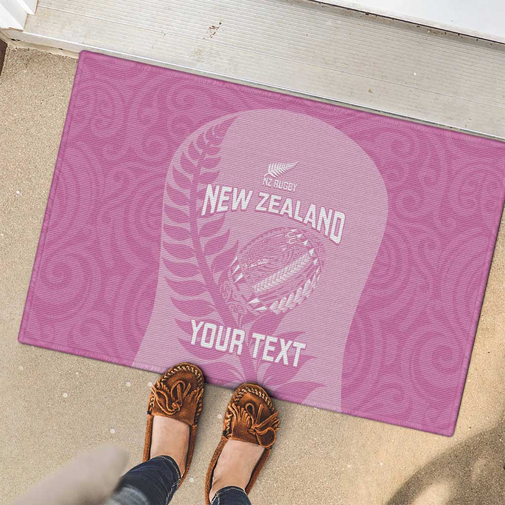 Custom New Zealand Silver Fern Rugby 2025 Rubber Doormat All Black Aotearoa Maori Pink LT14 - Polynesian Pride