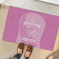 Custom New Zealand Silver Fern Rugby 2025 Rubber Doormat All Black Aotearoa Maori Pink LT14 - Polynesian Pride