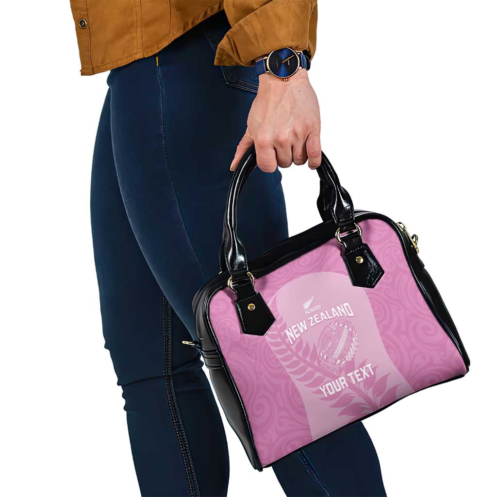 Custom New Zealand Silver Fern Rugby 2025 Shoulder Handbag All Black Aotearoa Maori Pink LT14 - Polynesian Pride