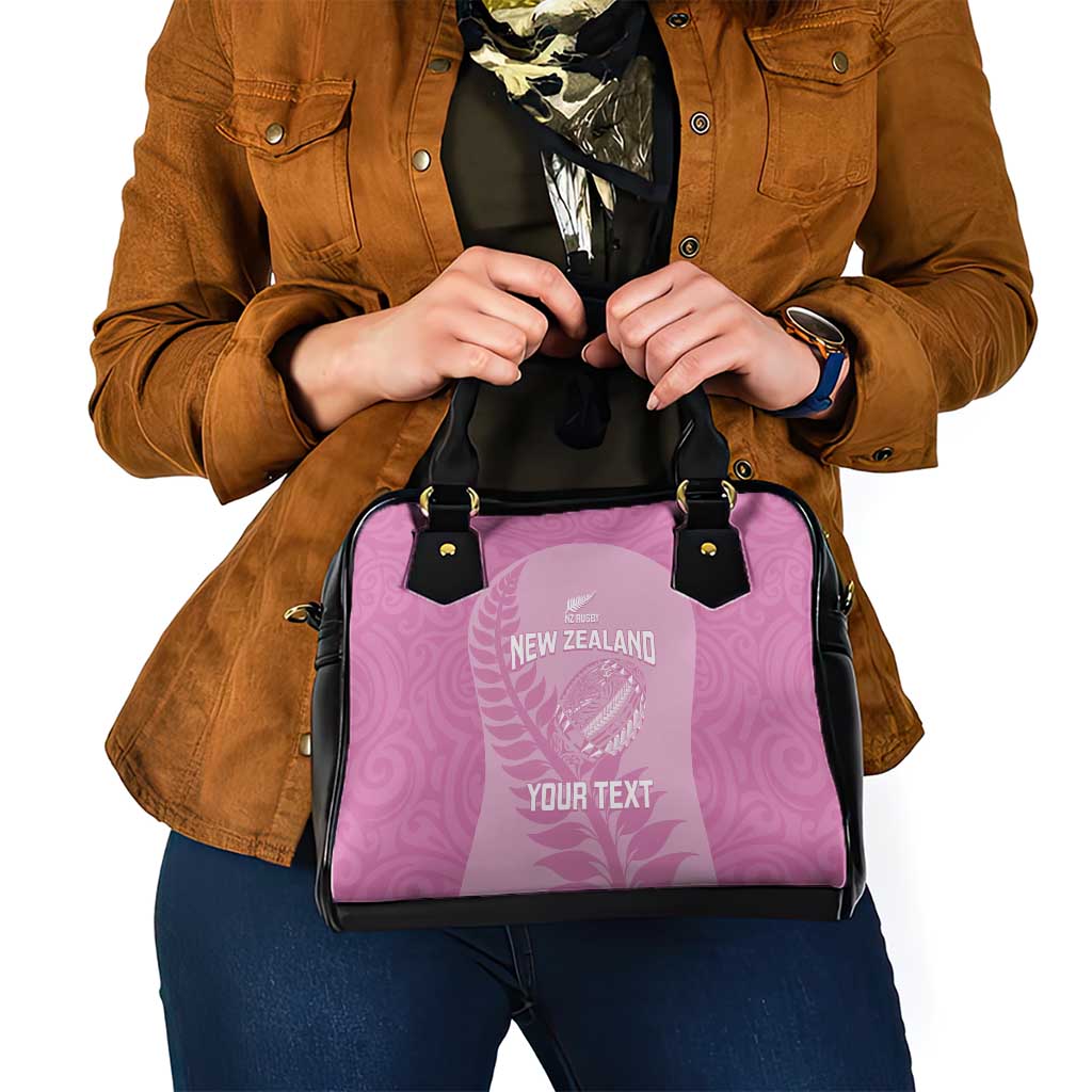 Custom New Zealand Silver Fern Rugby 2025 Shoulder Handbag All Black Aotearoa Maori Pink LT14 - Polynesian Pride