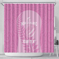 Custom New Zealand Silver Fern Rugby 2025 Shower Curtain All Black Aotearoa Maori Pink LT14 - Polynesian Pride