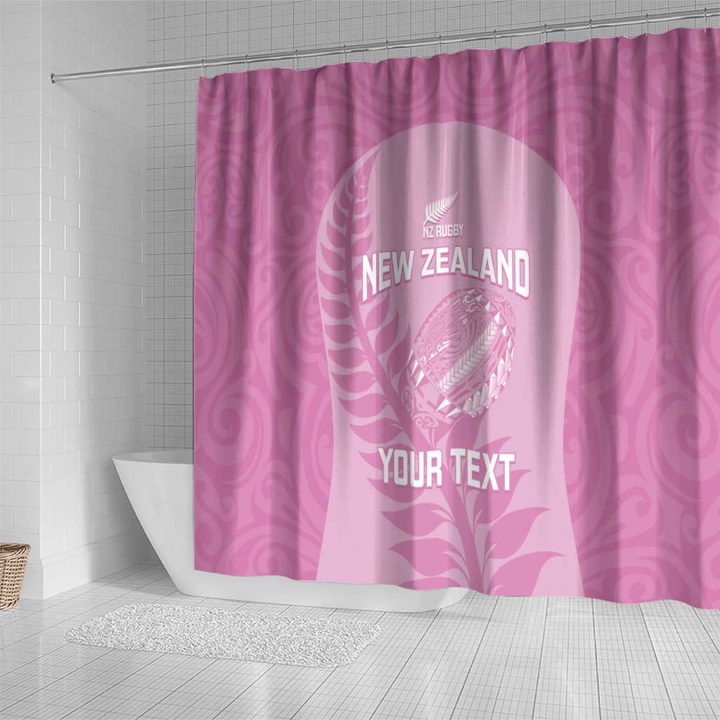Custom New Zealand Silver Fern Rugby 2025 Shower Curtain All Black Aotearoa Maori Pink LT14 - Polynesian Pride