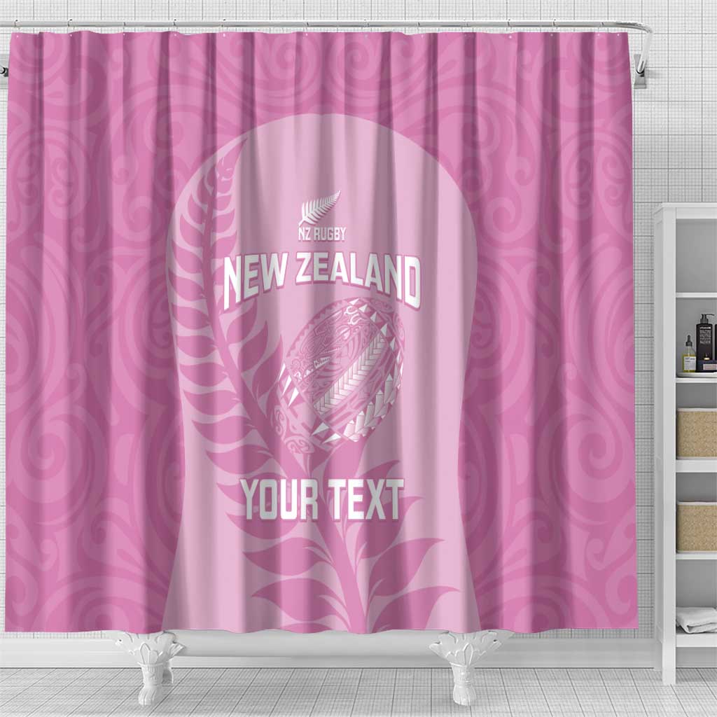 Custom New Zealand Silver Fern Rugby 2025 Shower Curtain All Black Aotearoa Maori Pink LT14 - Polynesian Pride