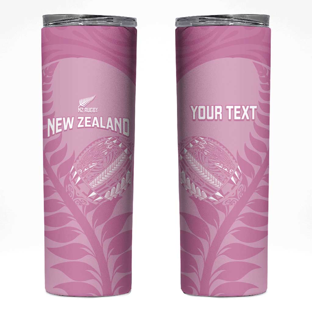 Custom New Zealand Silver Fern Rugby 2025 Skinny Tumbler All Black Aotearoa Maori Pink LT14 Pink - Polynesian Pride
