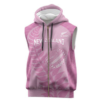 Custom New Zealand Silver Fern Rugby 2025 Sleeveless Zip Hoodie All Black Aotearoa Maori Pink - Polynesian Pride