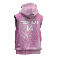 Custom New Zealand Silver Fern Rugby 2025 Sleeveless Zip Hoodie All Black Aotearoa Maori Pink - Polynesian Pride