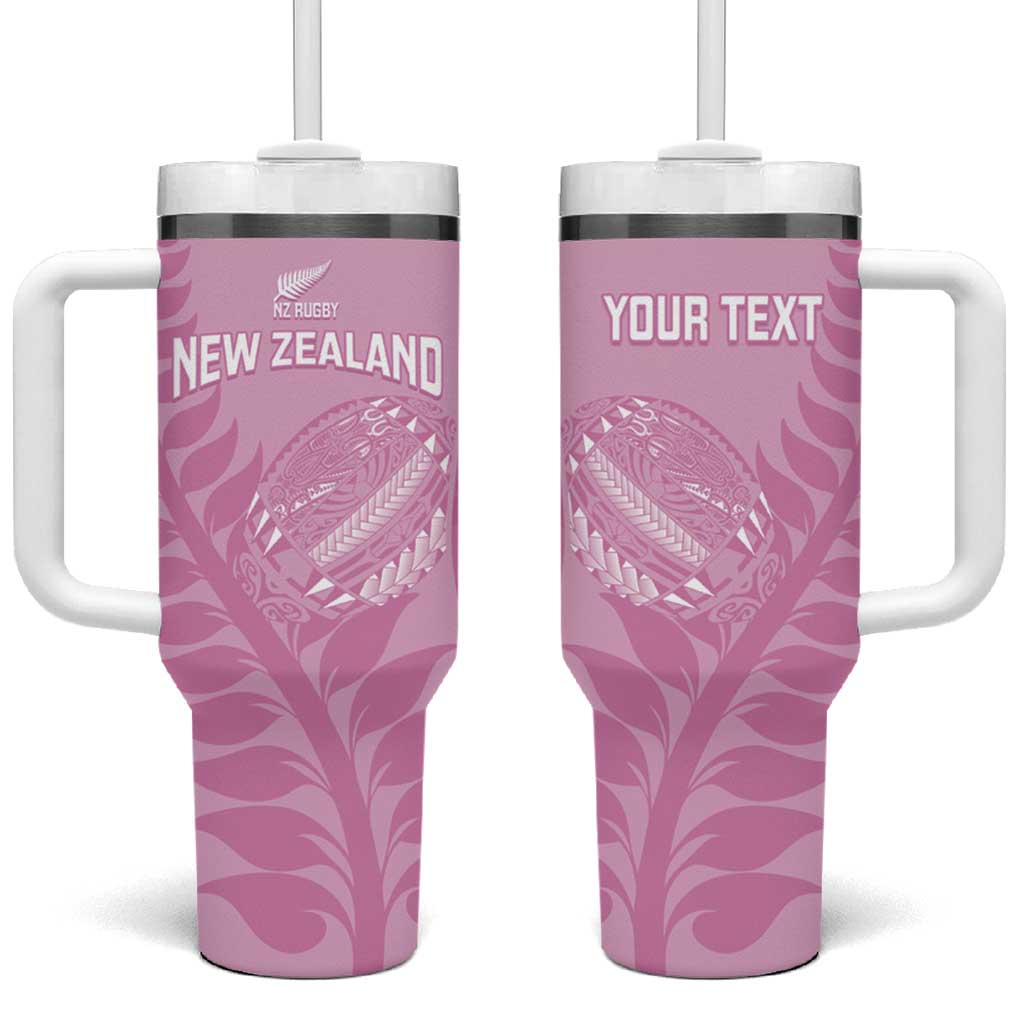 Custom New Zealand Silver Fern Rugby 2025 Tumbler With Handle All Black Aotearoa Maori Pink LT14 One Size: 40 oz Pink - Polynesian Pride