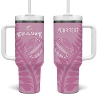 Custom New Zealand Silver Fern Rugby 2025 Tumbler With Handle All Black Aotearoa Maori Pink LT14 One Size: 40 oz Pink - Polynesian Pride