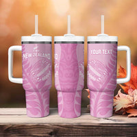 Custom New Zealand Silver Fern Rugby 2025 Tumbler With Handle All Black Aotearoa Maori Pink LT14 - Polynesian Pride