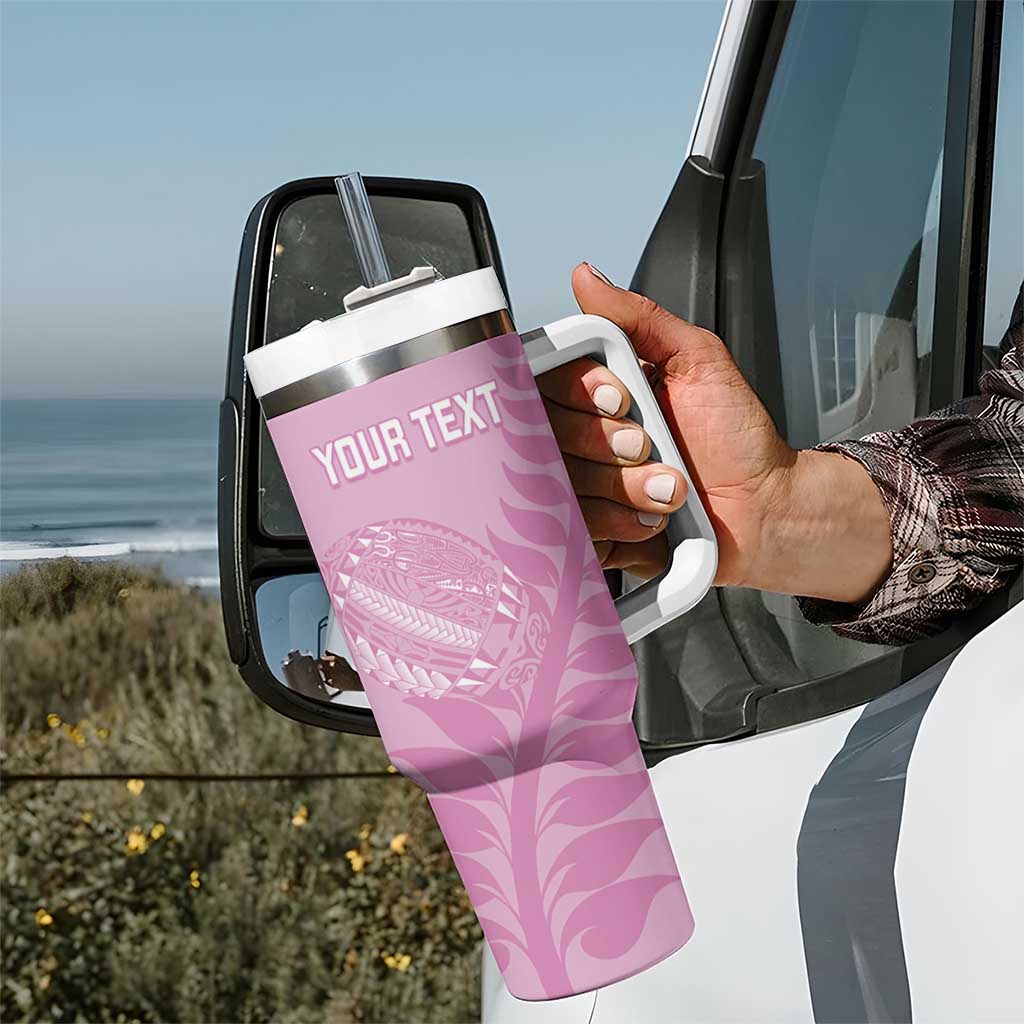 Custom New Zealand Silver Fern Rugby 2025 Tumbler With Handle All Black Aotearoa Maori Pink LT14 - Polynesian Pride