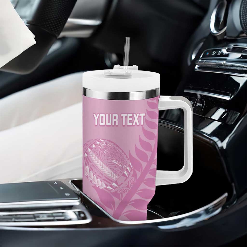 Custom New Zealand Silver Fern Rugby 2025 Tumbler With Handle All Black Aotearoa Maori Pink LT14 - Polynesian Pride