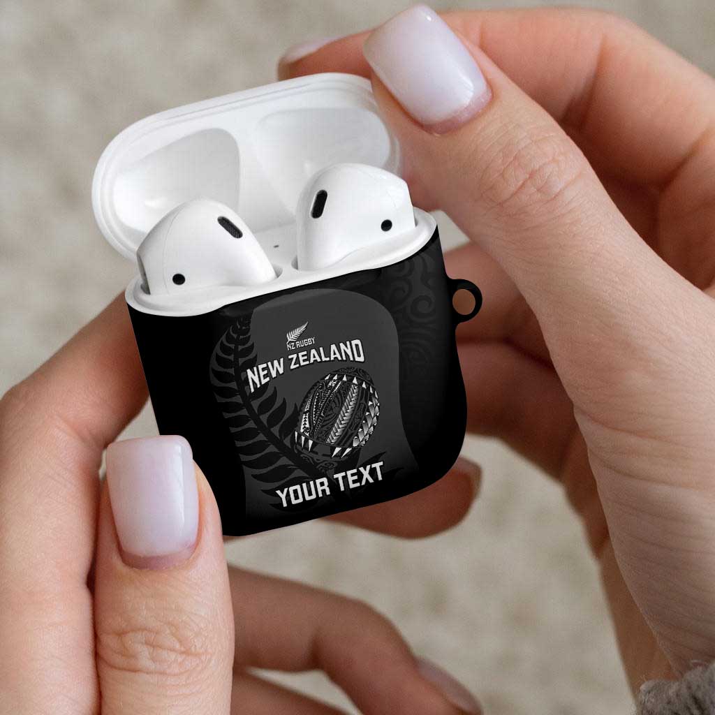 Custom New Zealand Silver Fern Rugby 2025 AirPods Case Go Champions Aotearoa Maori Black - Polynesian Pride