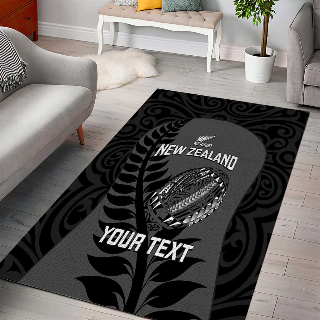 Custom New Zealand Silver Fern Rugby 2025 Area Rug Go Champions Aotearoa Maori Black LT14 - Polynesian Pride
