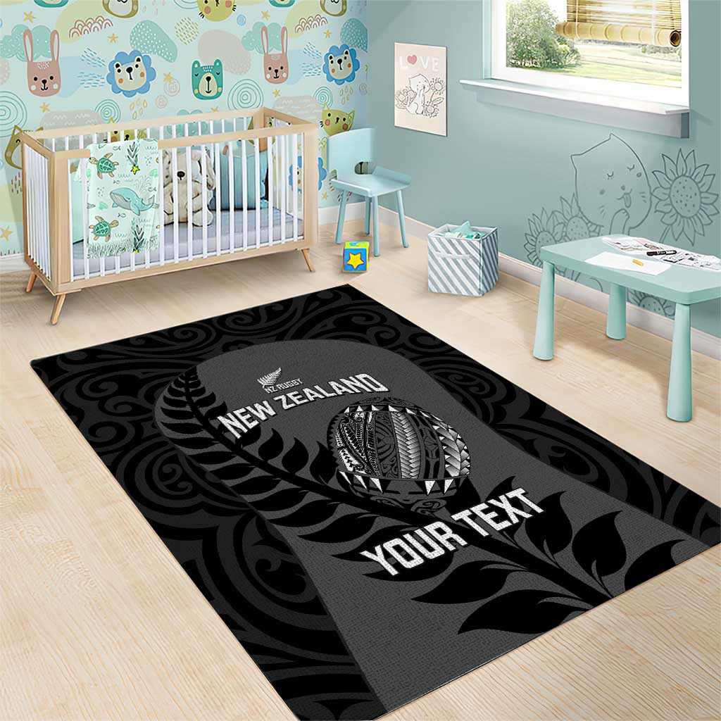 Custom New Zealand Silver Fern Rugby 2025 Area Rug Go Champions Aotearoa Maori Black LT14 - Polynesian Pride
