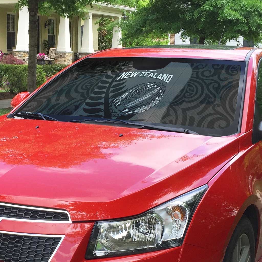 Custom New Zealand Silver Fern Rugby 2025 Auto Sun Shade Go Champions Aotearoa Maori Black - Polynesian Pride