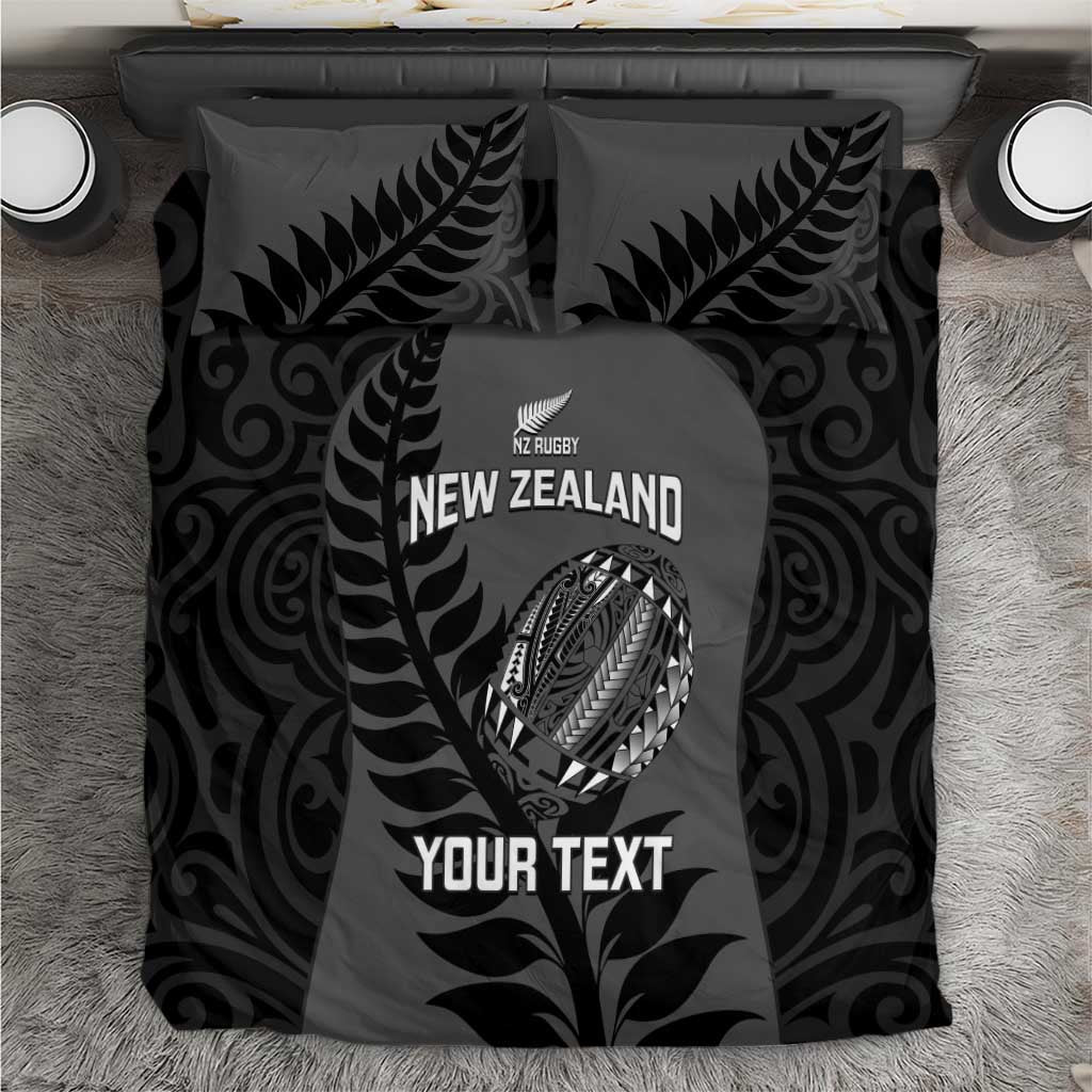 Custom New Zealand Silver Fern Rugby 2025 Bedding Set Go Champions Aotearoa Maori Black LT14 Black - Polynesian Pride