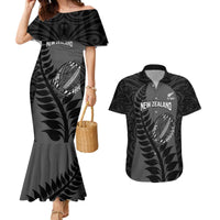 Custom New Zealand Silver Fern Rugby 2025 Couples Matching Mermaid Dress and Hawaiian Shirt Go Champions Aotearoa Maori Black