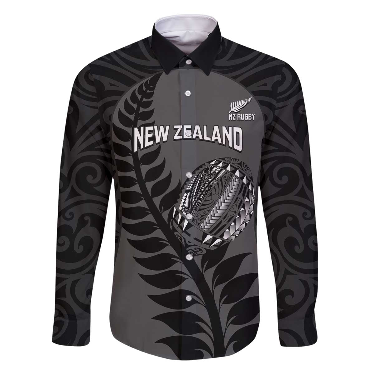Custom New Zealand Silver Fern Rugby 2025 Family Matching Off The Shoulder Long Sleeve Dress and Hawaiian Shirt Go Champions Aotearoa Maori Black