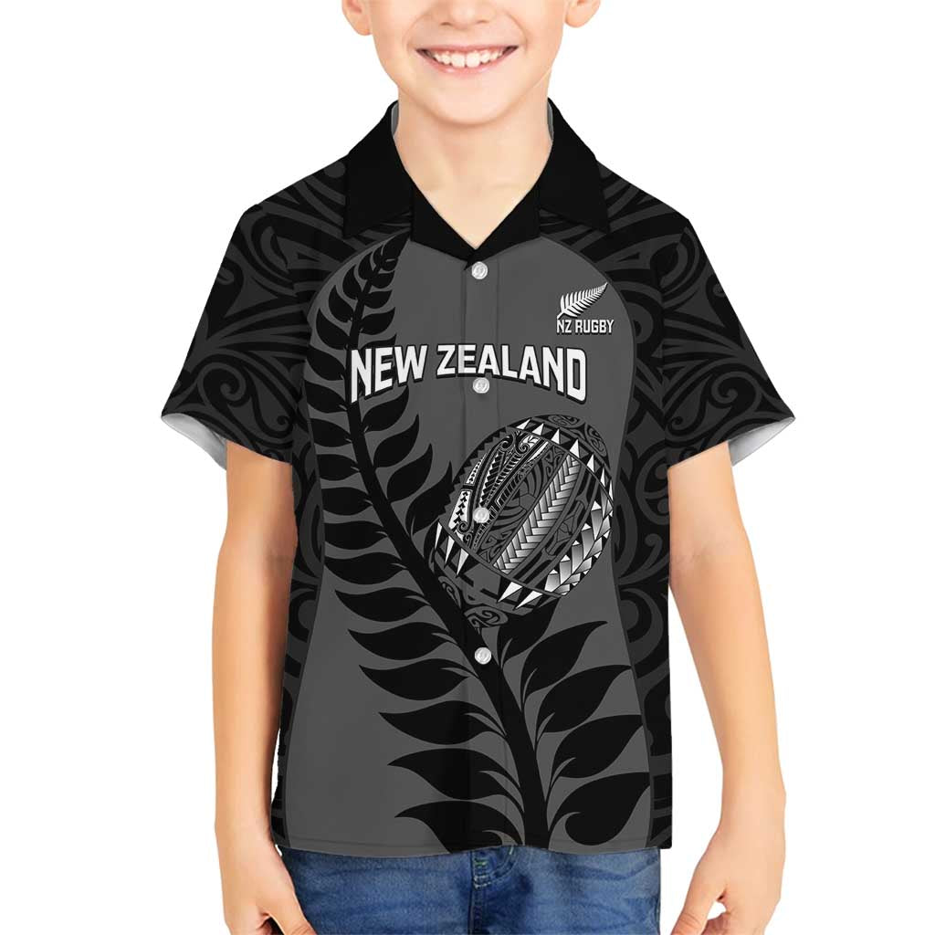 Custom New Zealand Silver Fern Rugby 2025 Family Matching Tank Maxi Dress and Hawaiian Shirt Go Champions Aotearoa Maori Black