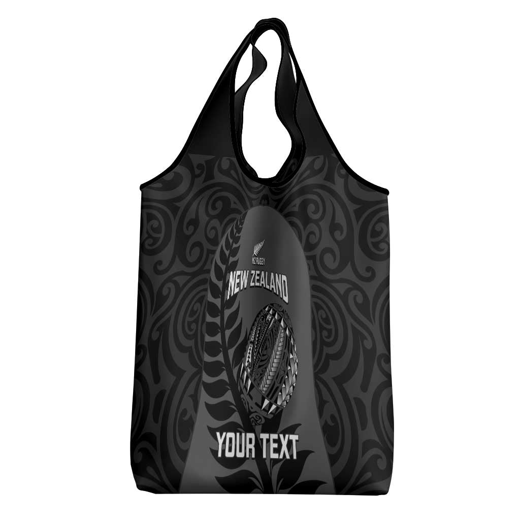 Custom New Zealand Silver Fern Rugby 2025 Grocery Bag Go Champions Aotearoa Maori Black LT14 - Polynesian Pride
