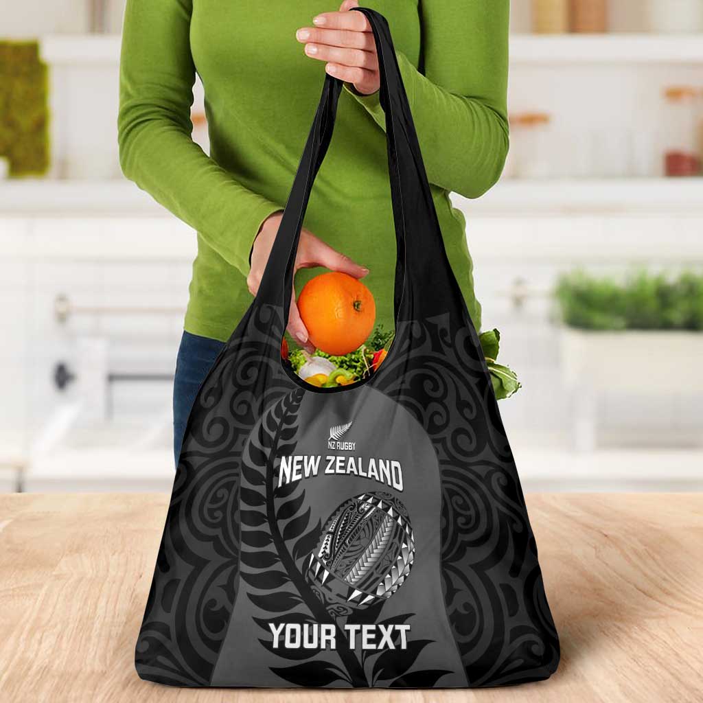 Custom New Zealand Silver Fern Rugby 2025 Grocery Bag Go Champions Aotearoa Maori Black LT14 - Polynesian Pride