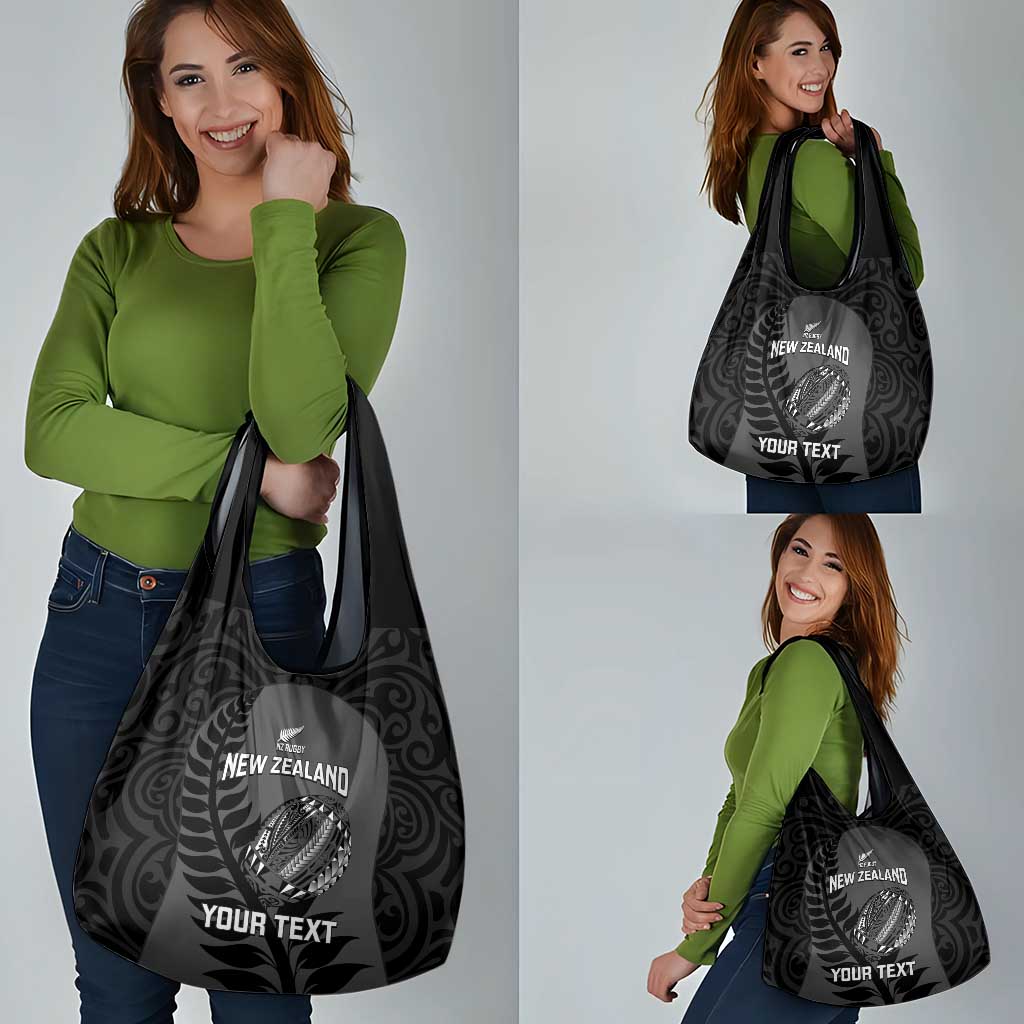 Custom New Zealand Silver Fern Rugby 2025 Grocery Bag Go Champions Aotearoa Maori Black LT14 - Polynesian Pride