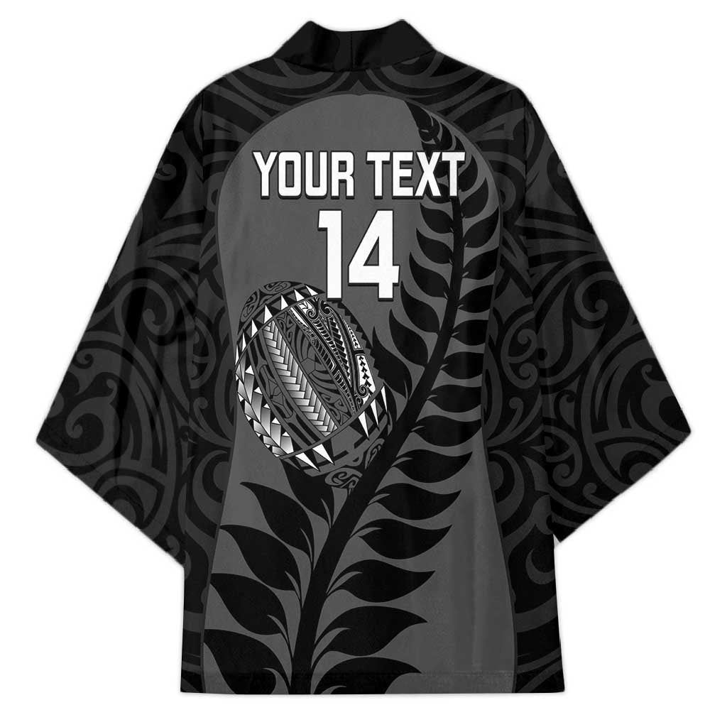 Custom New Zealand Silver Fern Rugby 2025 Kimono Go Champions Aotearoa Maori Black - Polynesian Pride