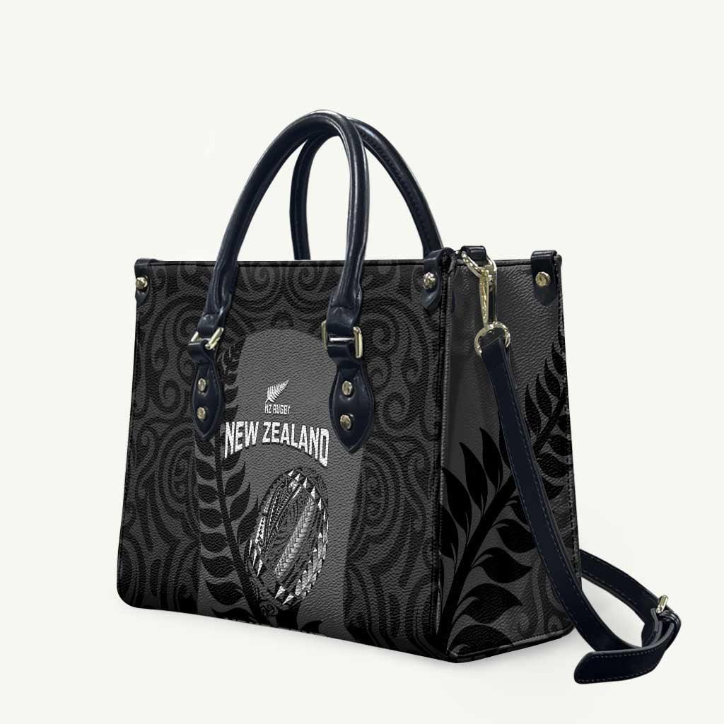 Custom New Zealand Silver Fern Rugby 2025 Leather Bag Go Champions Aotearoa Maori Black - Polynesian Pride