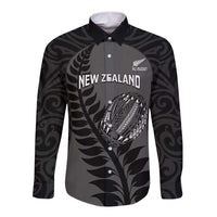 Custom New Zealand Silver Fern Rugby 2025 Long Sleeve Button Shirt Go Champions Aotearoa Maori Black