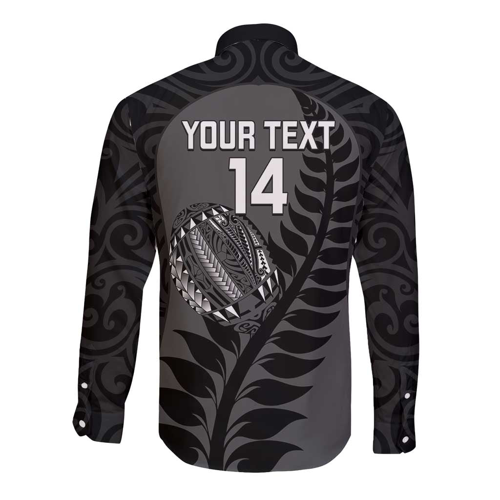 Custom New Zealand Silver Fern Rugby 2025 Long Sleeve Button Shirt Go Champions Aotearoa Maori Black