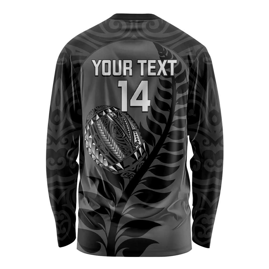 Custom New Zealand Silver Fern Rugby 2025 Long Sleeve Shirt Go Champions Aotearoa Maori Black