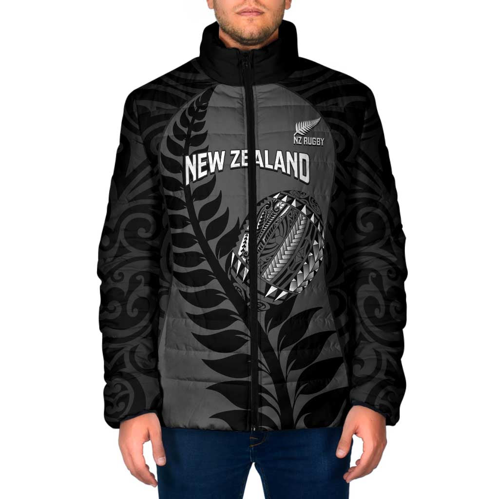 Custom New Zealand Silver Fern Rugby 2025 Padded Jacket Go Champions Aotearoa Maori Black - Polynesian Pride