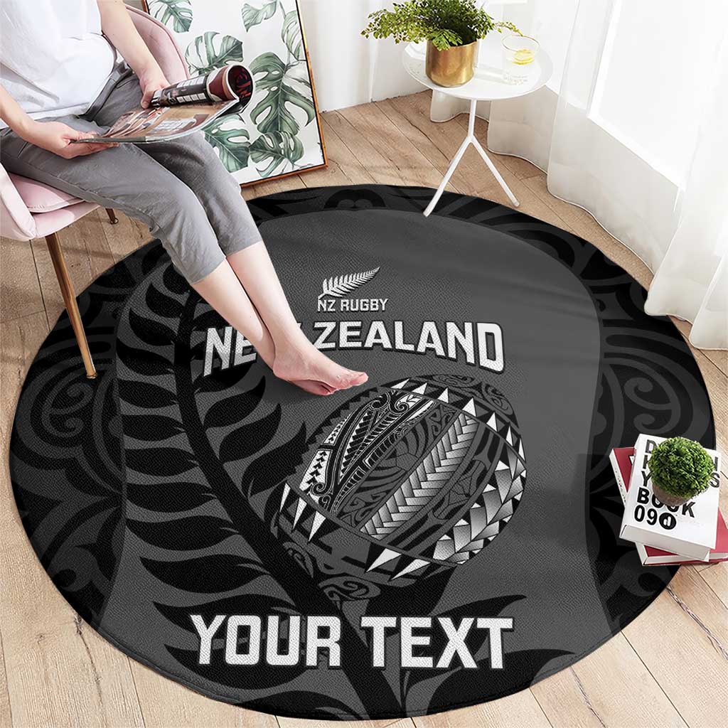 Custom New Zealand Silver Fern Rugby 2025 Round Carpet Go Champions Aotearoa Maori Black LT14 - Polynesian Pride