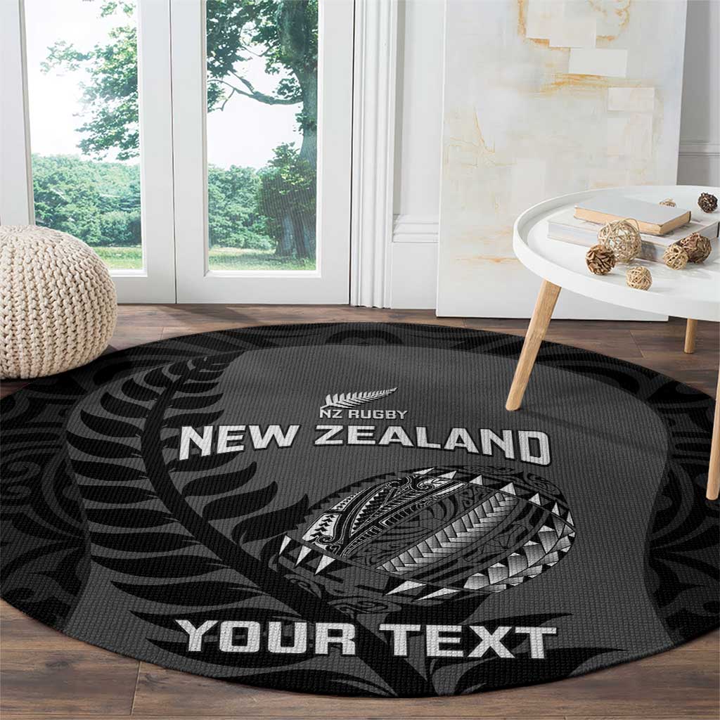Custom New Zealand Silver Fern Rugby 2025 Round Carpet Go Champions Aotearoa Maori Black LT14 - Polynesian Pride