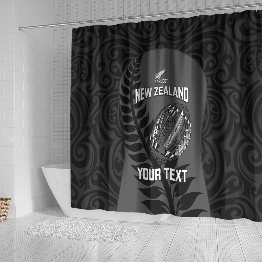 Custom New Zealand Silver Fern Rugby 2025 Shower Curtain Go Champions Aotearoa Maori Black LT14 - Polynesian Pride