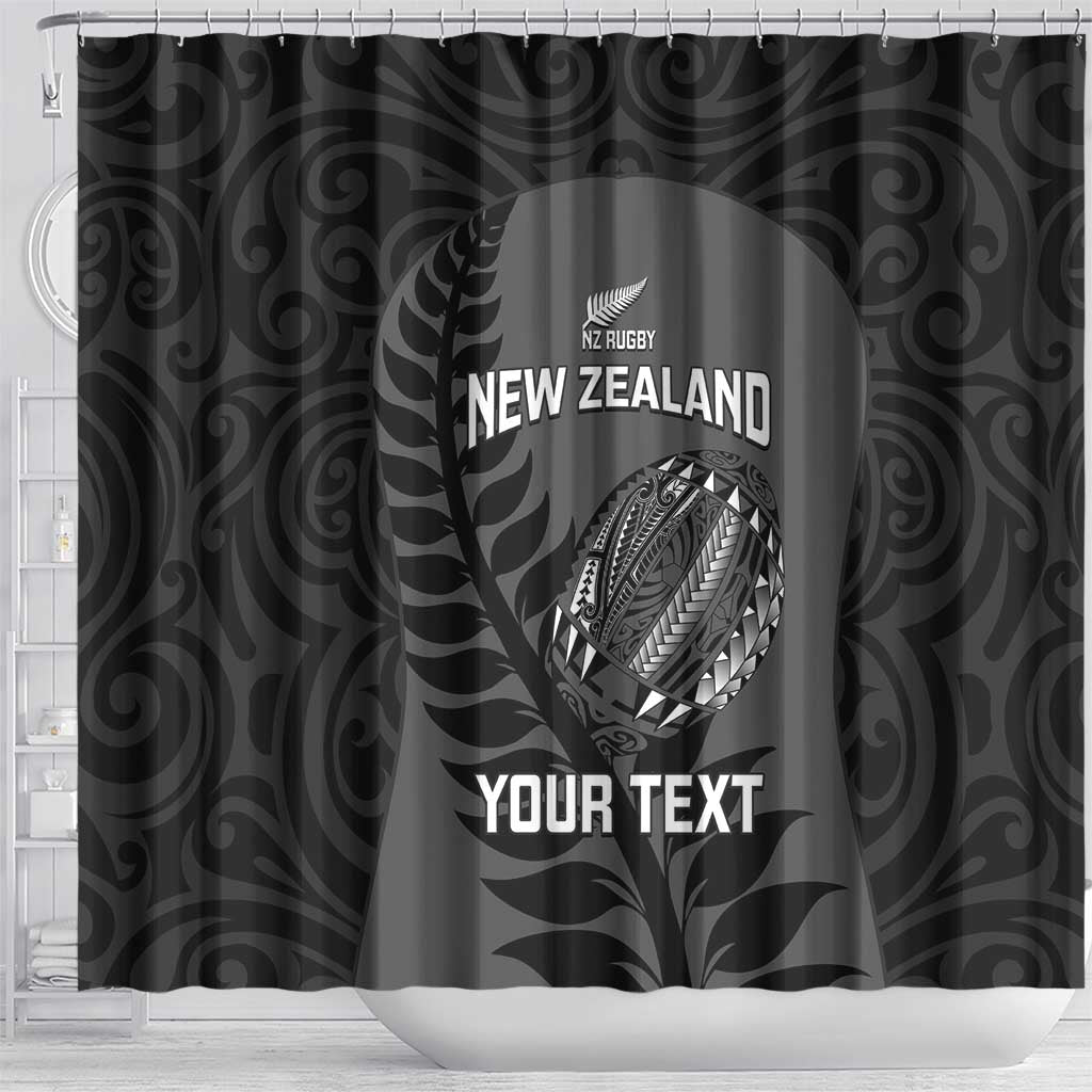 Custom New Zealand Silver Fern Rugby 2025 Shower Curtain Go Champions Aotearoa Maori Black LT14 - Polynesian Pride