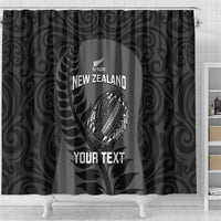 Custom New Zealand Silver Fern Rugby 2025 Shower Curtain Go Champions Aotearoa Maori Black LT14 - Polynesian Pride