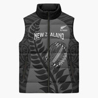 Custom New Zealand Silver Fern Rugby 2025 Sleeveless Puffer Jacket Go Champions Aotearoa Maori Black - Polynesian Pride