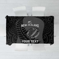 Custom New Zealand Silver Fern Rugby 2025 Tablecloth Go Champions Aotearoa Maori Black LT14 Black - Polynesian Pride