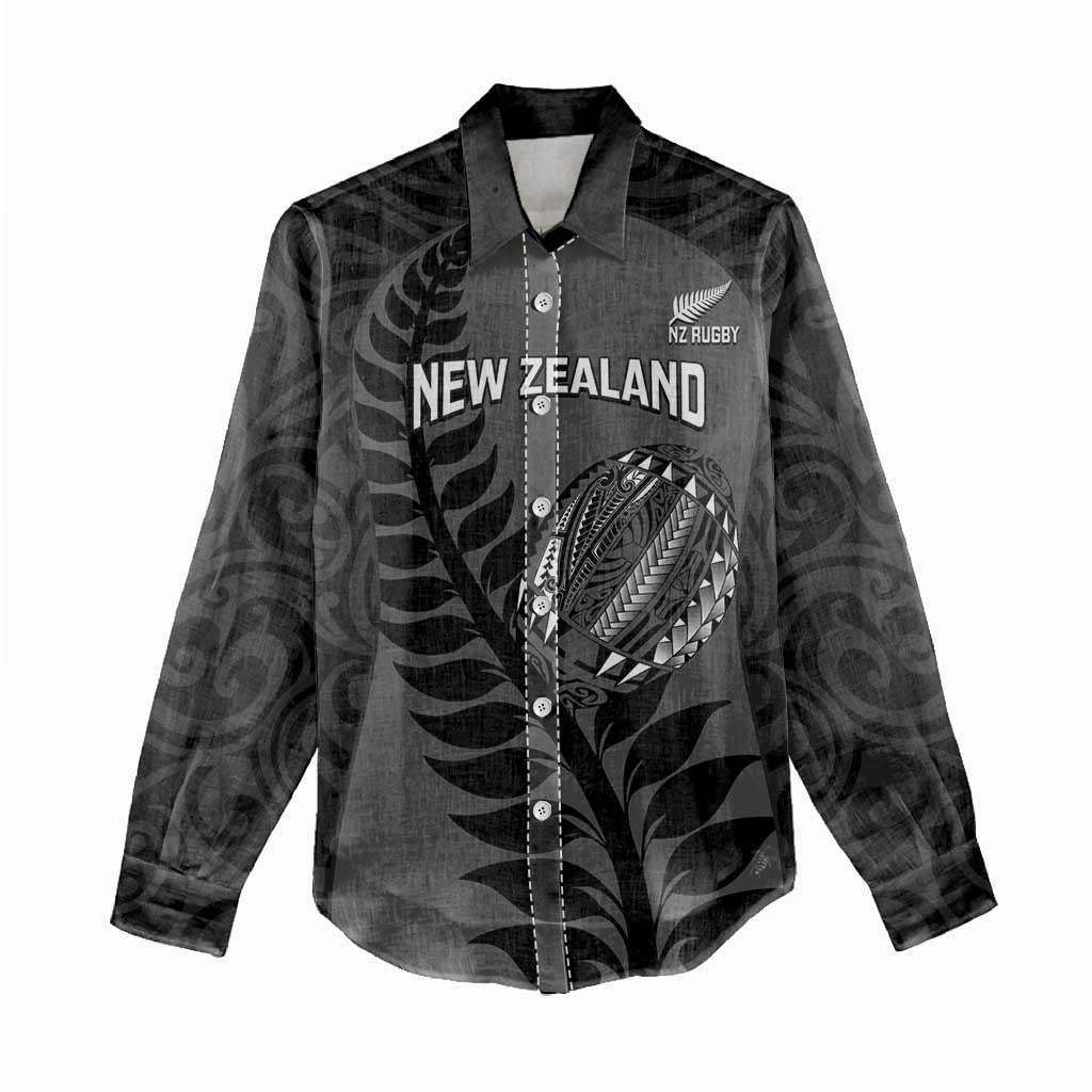 Custom New Zealand Silver Fern Rugby 2025 Women Casual Shirt Go Champions Aotearoa Maori Black LT14 - Polynesian Pride