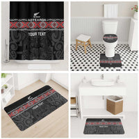 Custom New Zealand Silver Fern Rugby Bathroom Set All Black Maori Taniko Pattern - Polynesian Pride