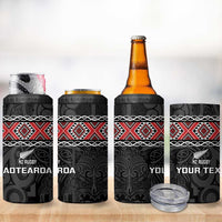Custom New Zealand Silver Fern Rugby 4 in 1 Can Cooler Tumbler All Black Maori Taniko Pattern LT14 - Polynesian Pride