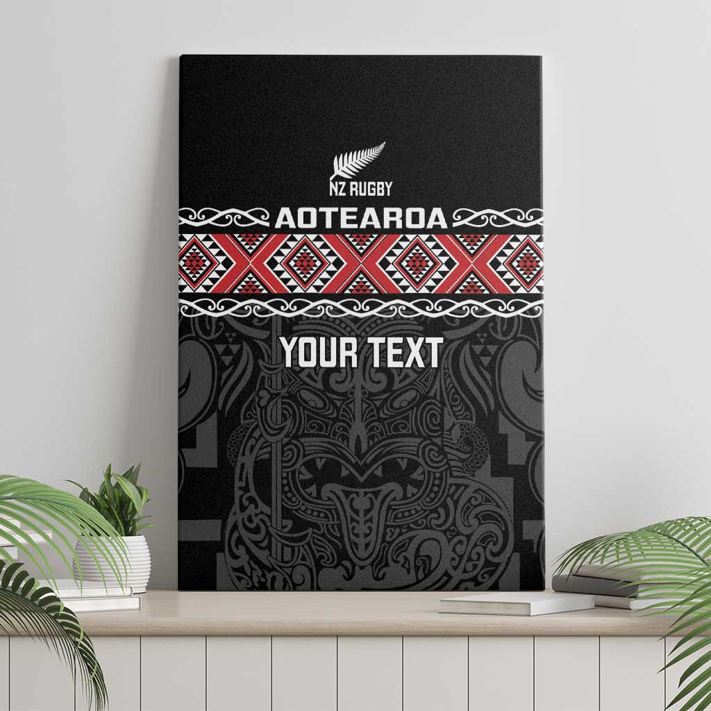 Custom New Zealand Silver Fern Rugby Canvas Wall Art All Black Maori Taniko Pattern
