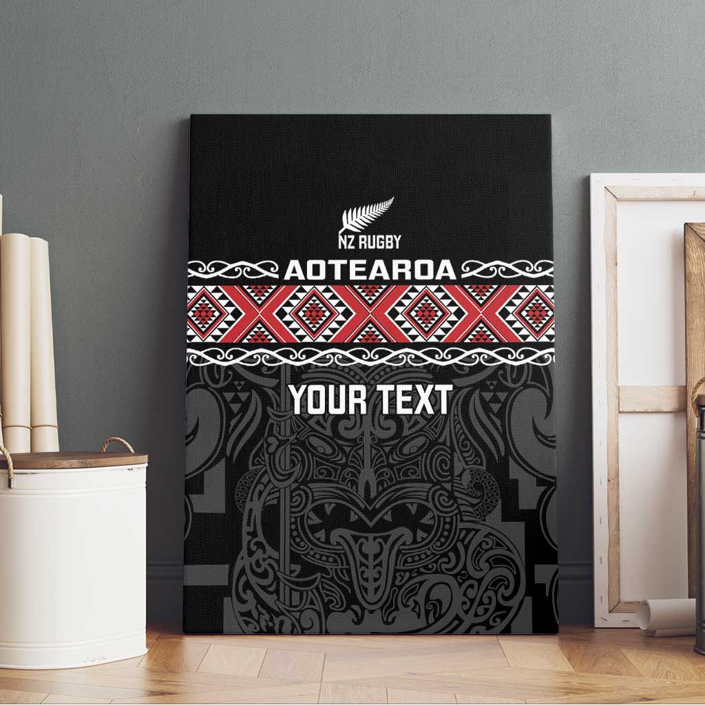 Custom New Zealand Silver Fern Rugby Canvas Wall Art All Black Maori Taniko Pattern