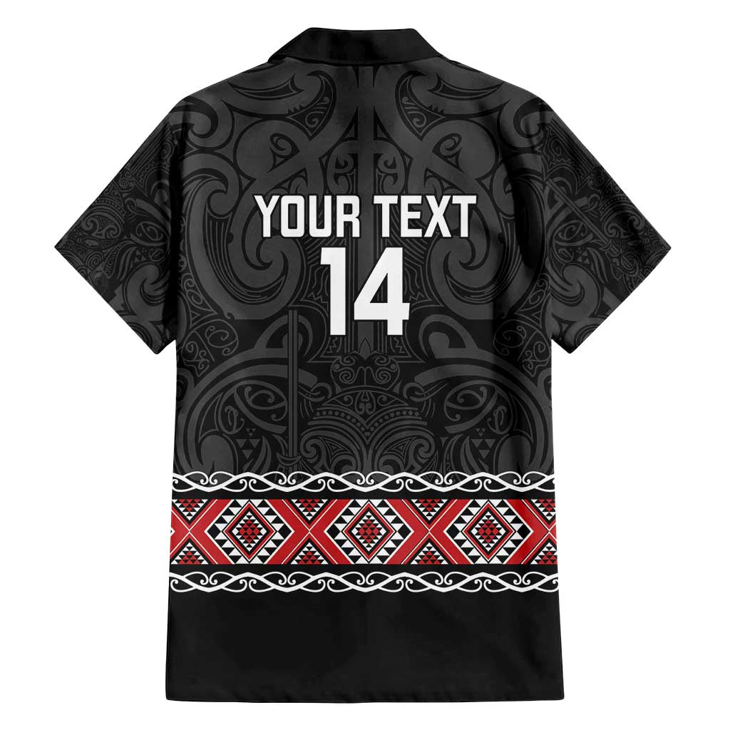 Custom New Zealand Silver Fern Rugby Family Matching Long Sleeve Bodycon Dress and Hawaiian Shirt All Black Maori Taniko Pattern