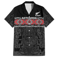 Custom New Zealand Silver Fern Rugby Family Matching Off Shoulder Maxi Dress and Hawaiian Shirt All Black Maori Taniko Pattern