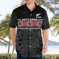 Custom New Zealand Silver Fern Rugby Hawaiian Shirt All Black Maori Taniko Pattern